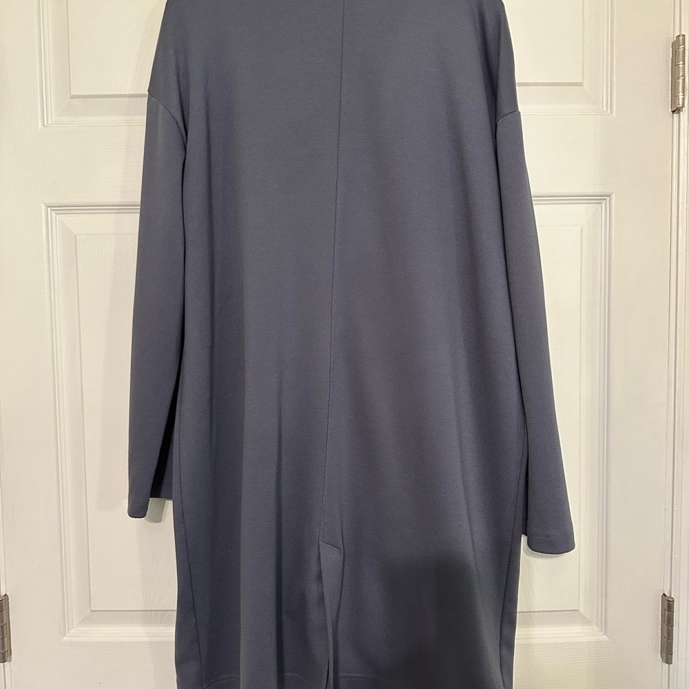Elegant Dusty Blue Women's Long Blazer - Picture 2 of 4